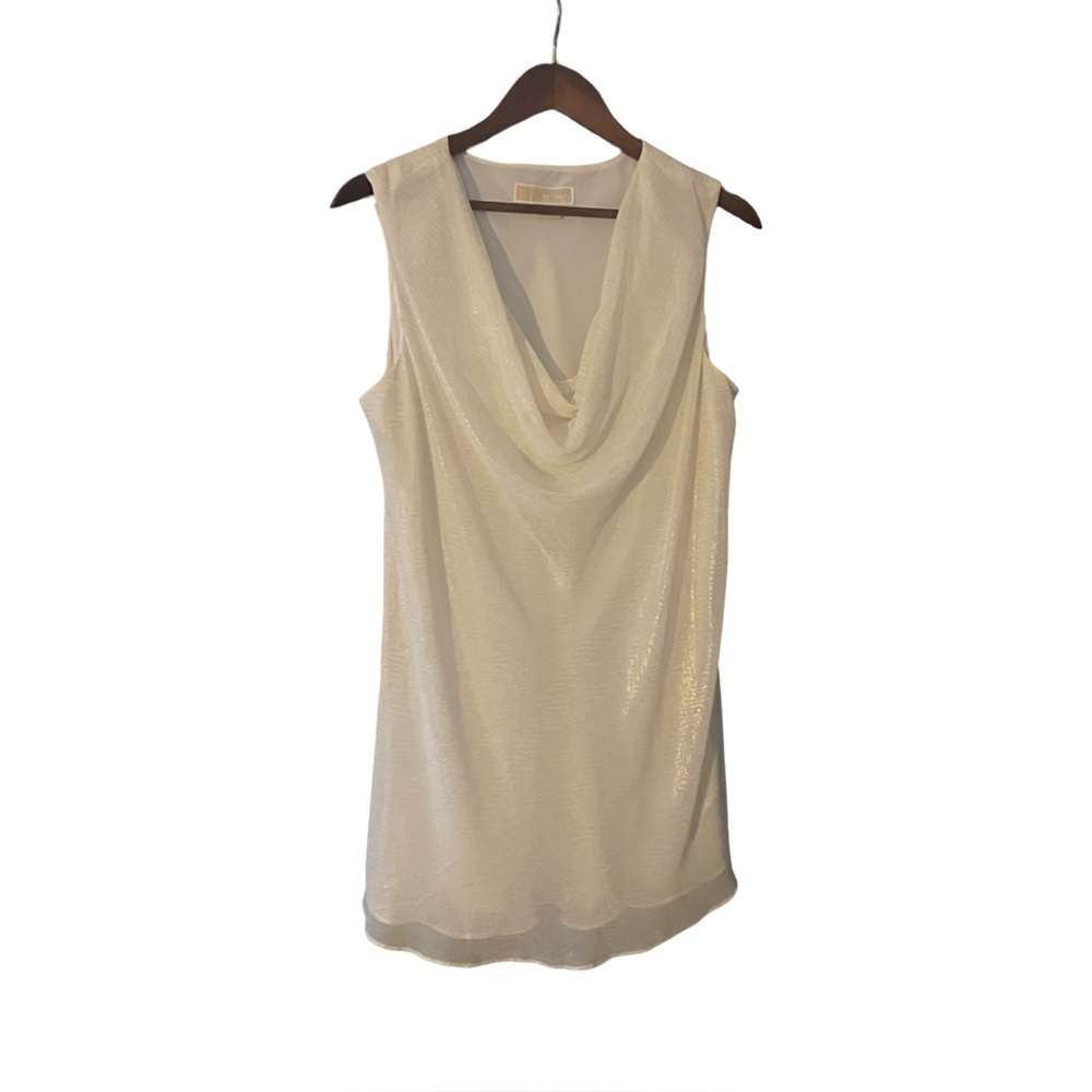 Michael Kors Metallic Light Gold Sleeveless Top X1 Lined, Shimmer Thread